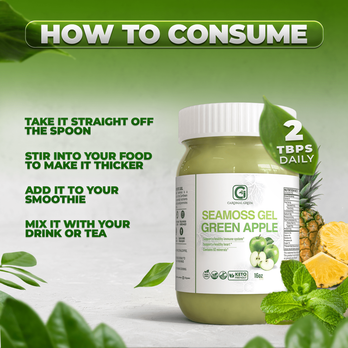 Green Apple Sea Moss Gel - CGI Green