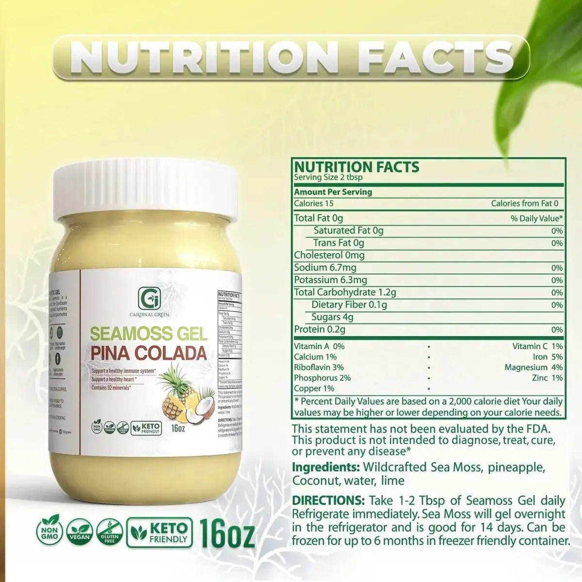 Pina Colada Sea Moss Gel - CGI Green