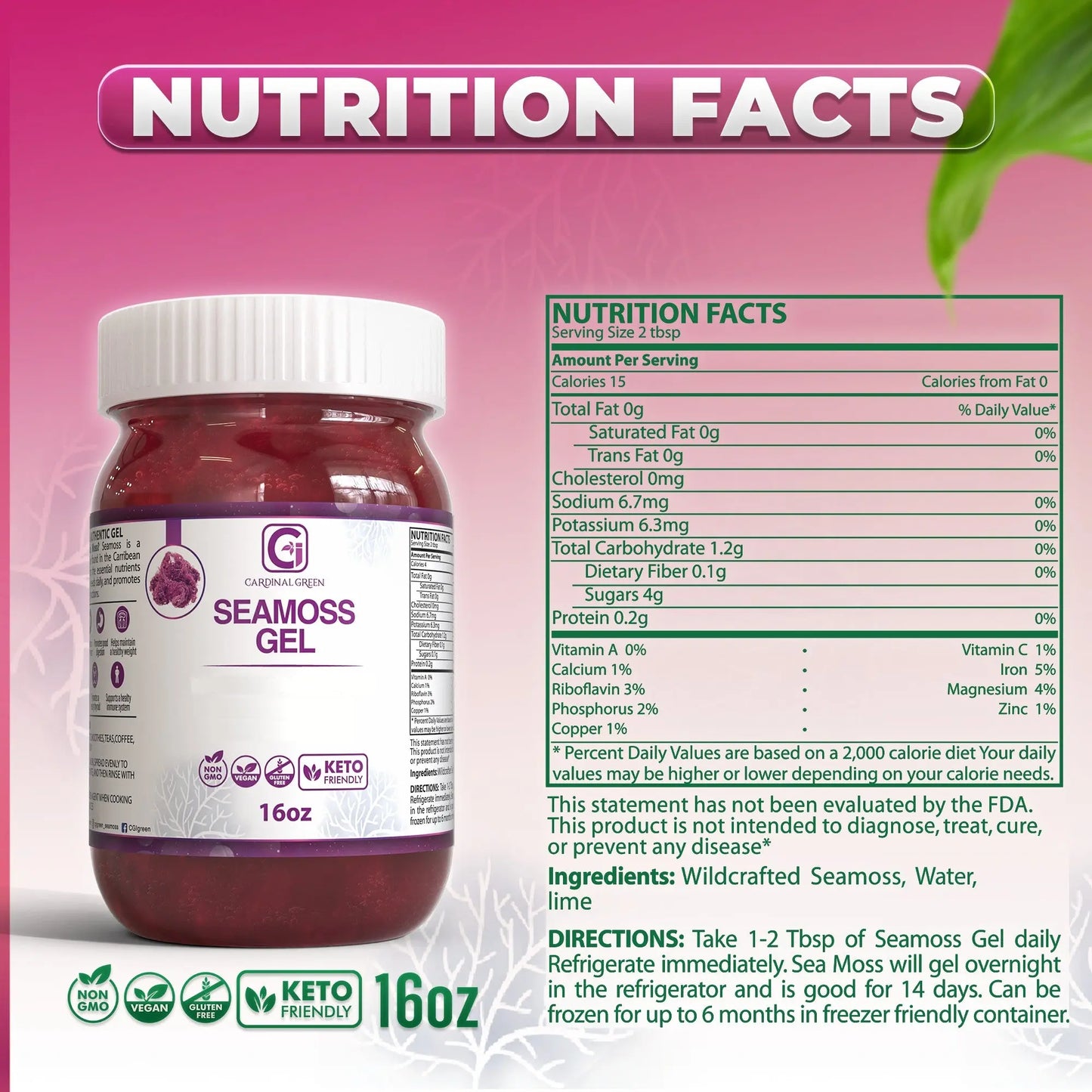 Purple Sea Moss Gel + Free 4oz Elderberries CGI Green
