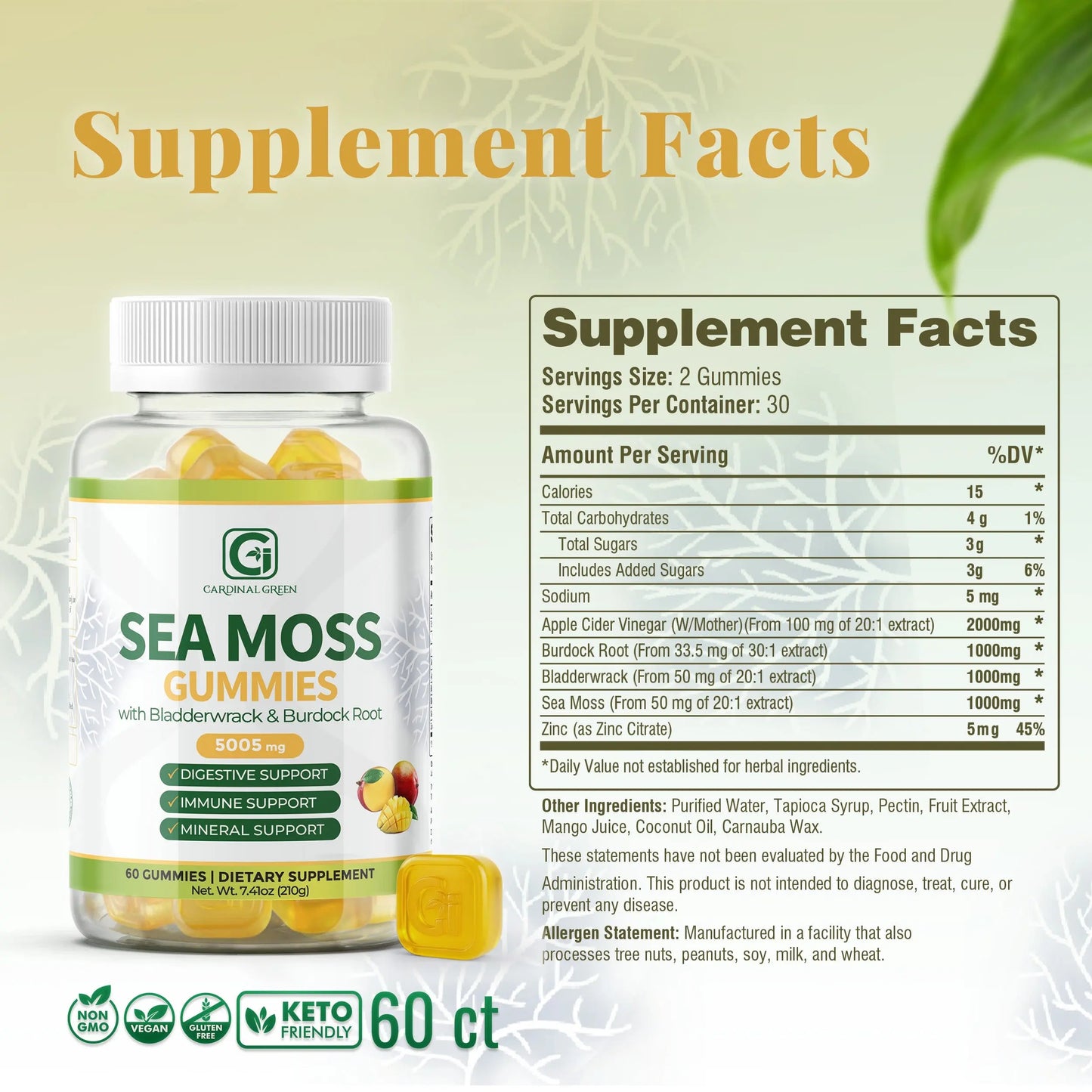 Mango Sea Moss Gummies CGI Green
