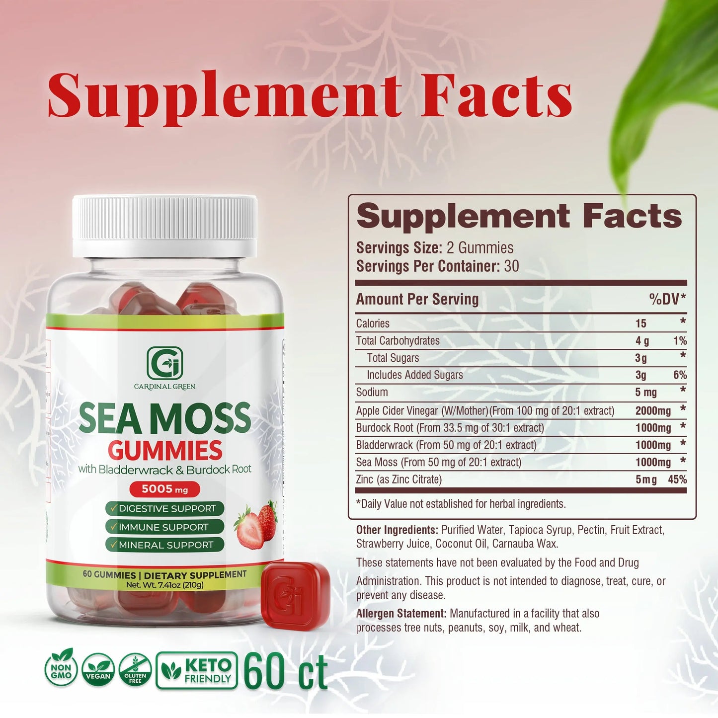 Strawberry Sea Moss Gummies CGI Green