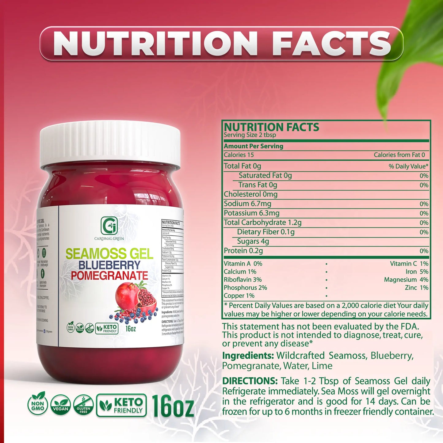 Blueberry Pomegranate Sea Moss Gel CGI Green
