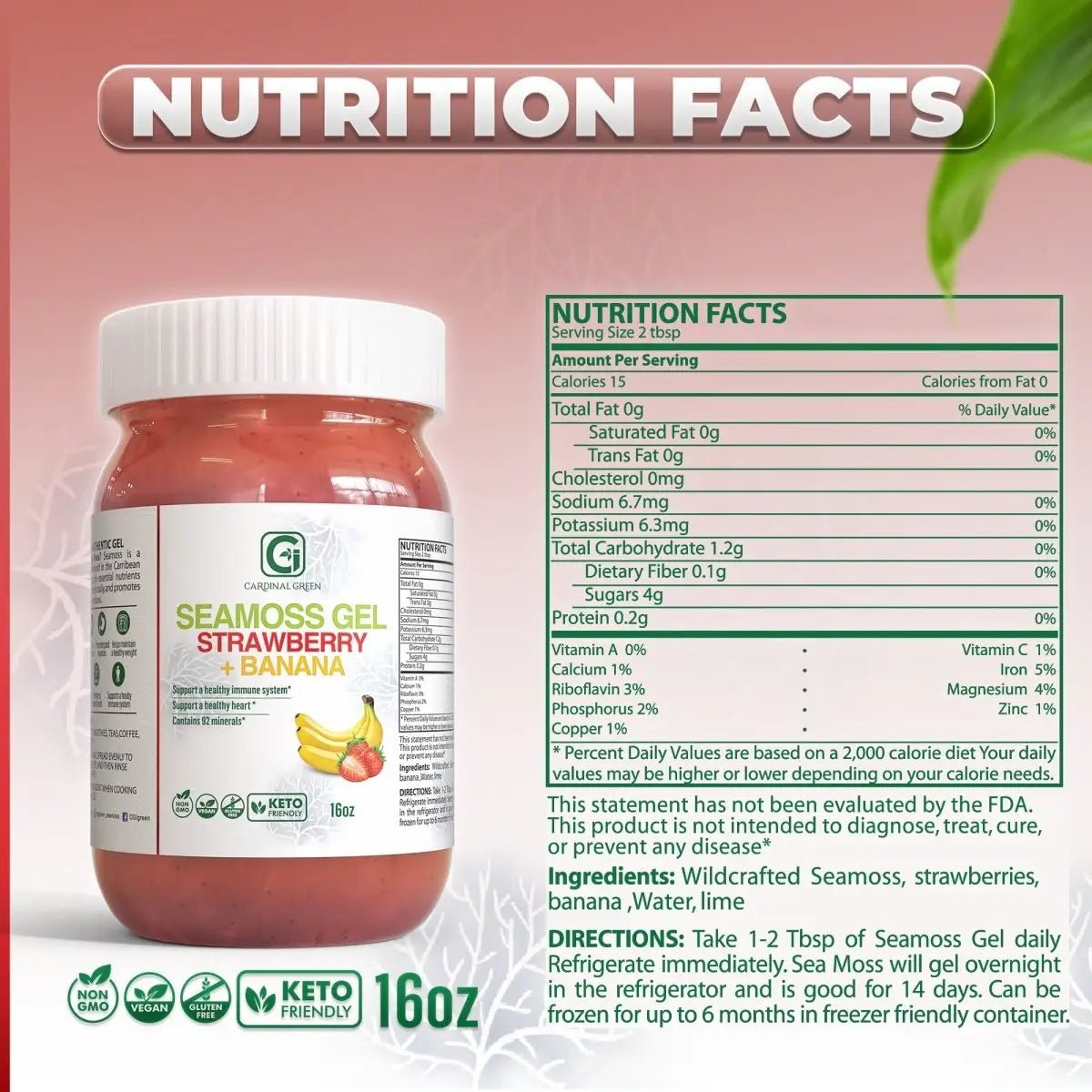 Strawberry Banana Sea Moss Gel - CGI Green