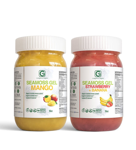 1-16oz Strawberry Banana + 1-16oz Mango Sea Moss Gel - CGI Green