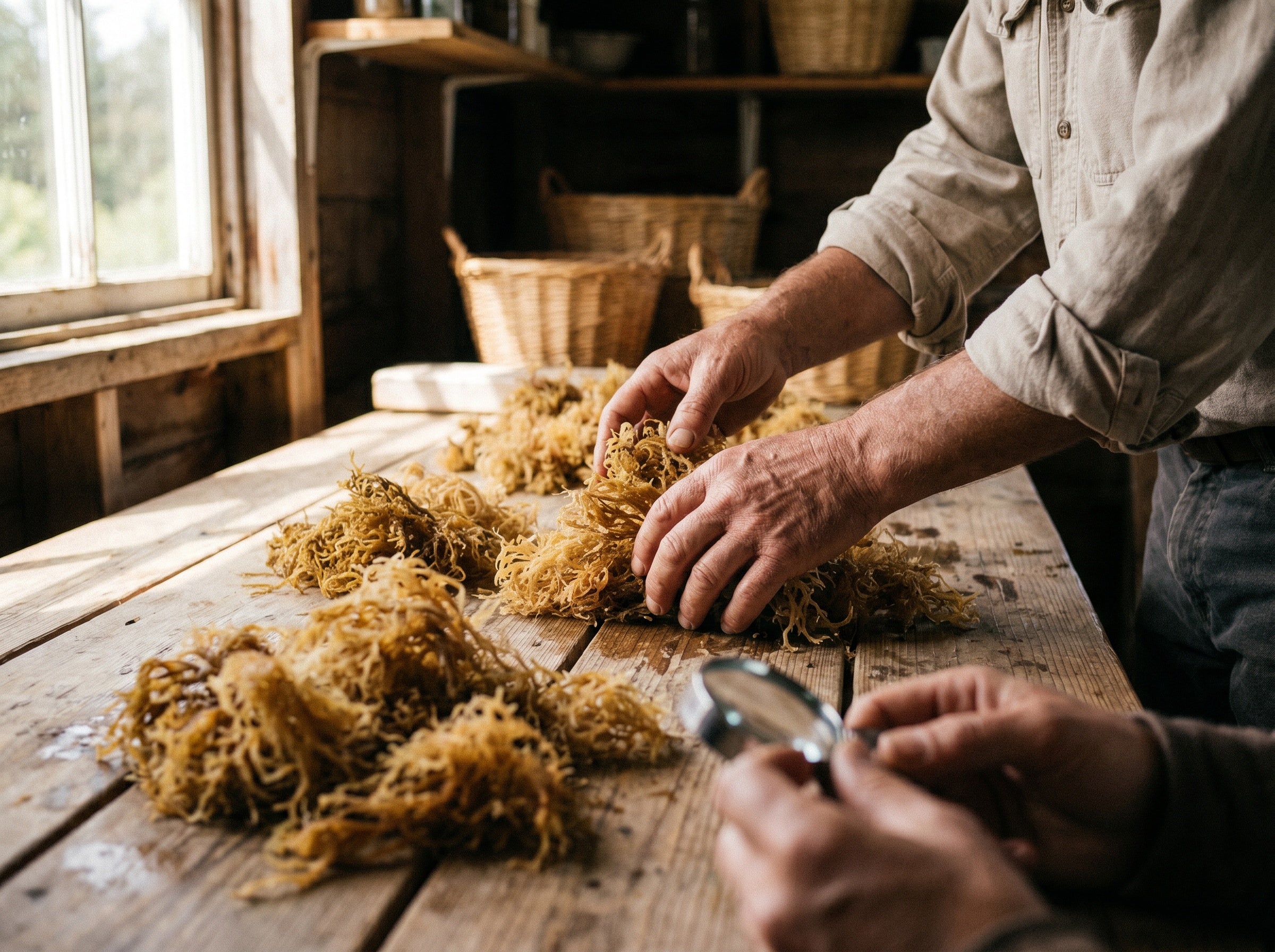 Inspecting sea moss