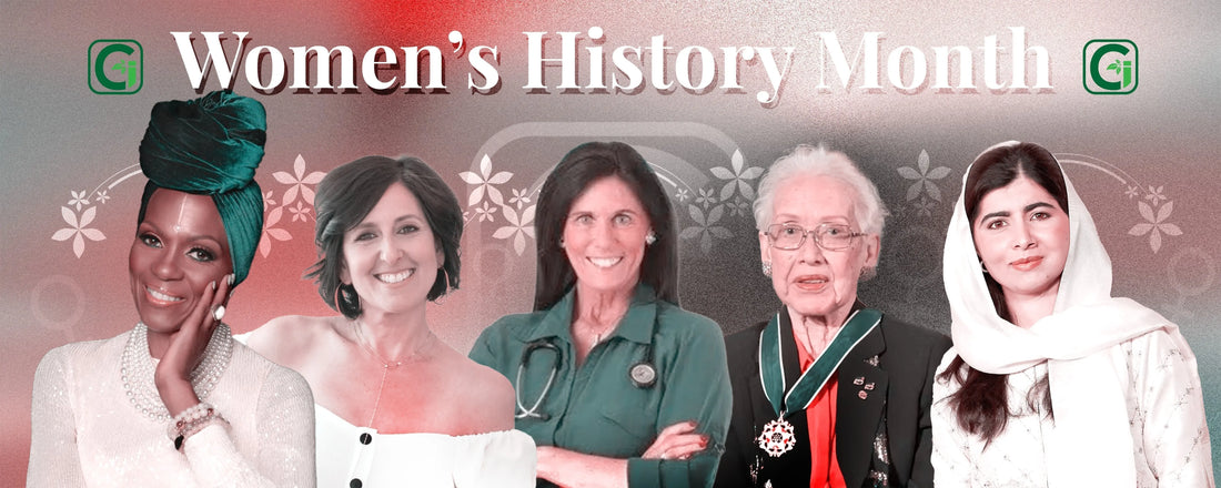 Women’s History Month banner — CGI-Green tribute to five inspiring women in wellness and science