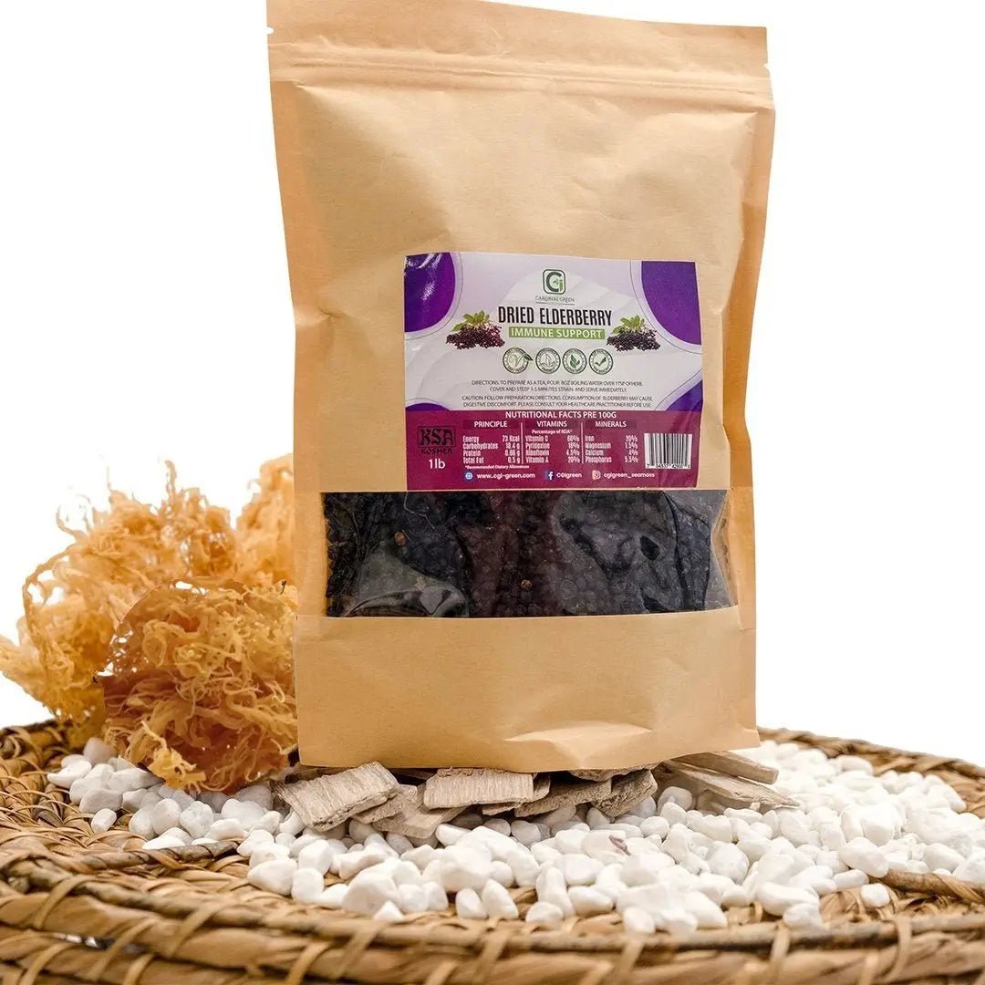 1lb Dried Elderberries, Whole - CGI Green
