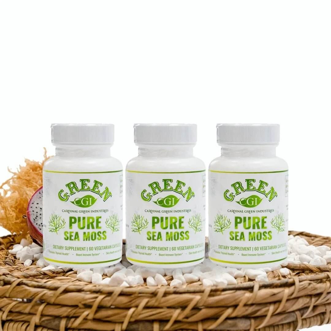 3 - 60ct Irish Sea Moss Supplements 1260mg - CGI Green