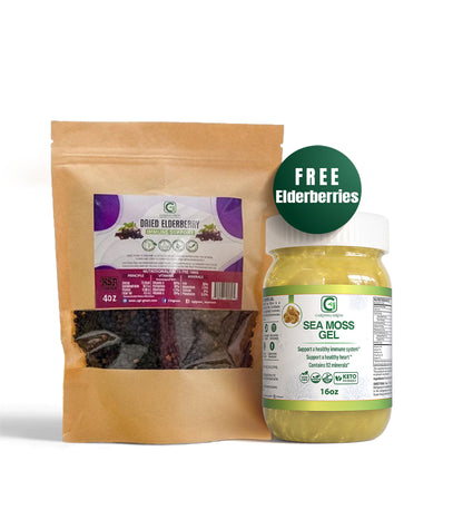 16oz Gold Sea Moss Gel + Free 4oz Elderberries