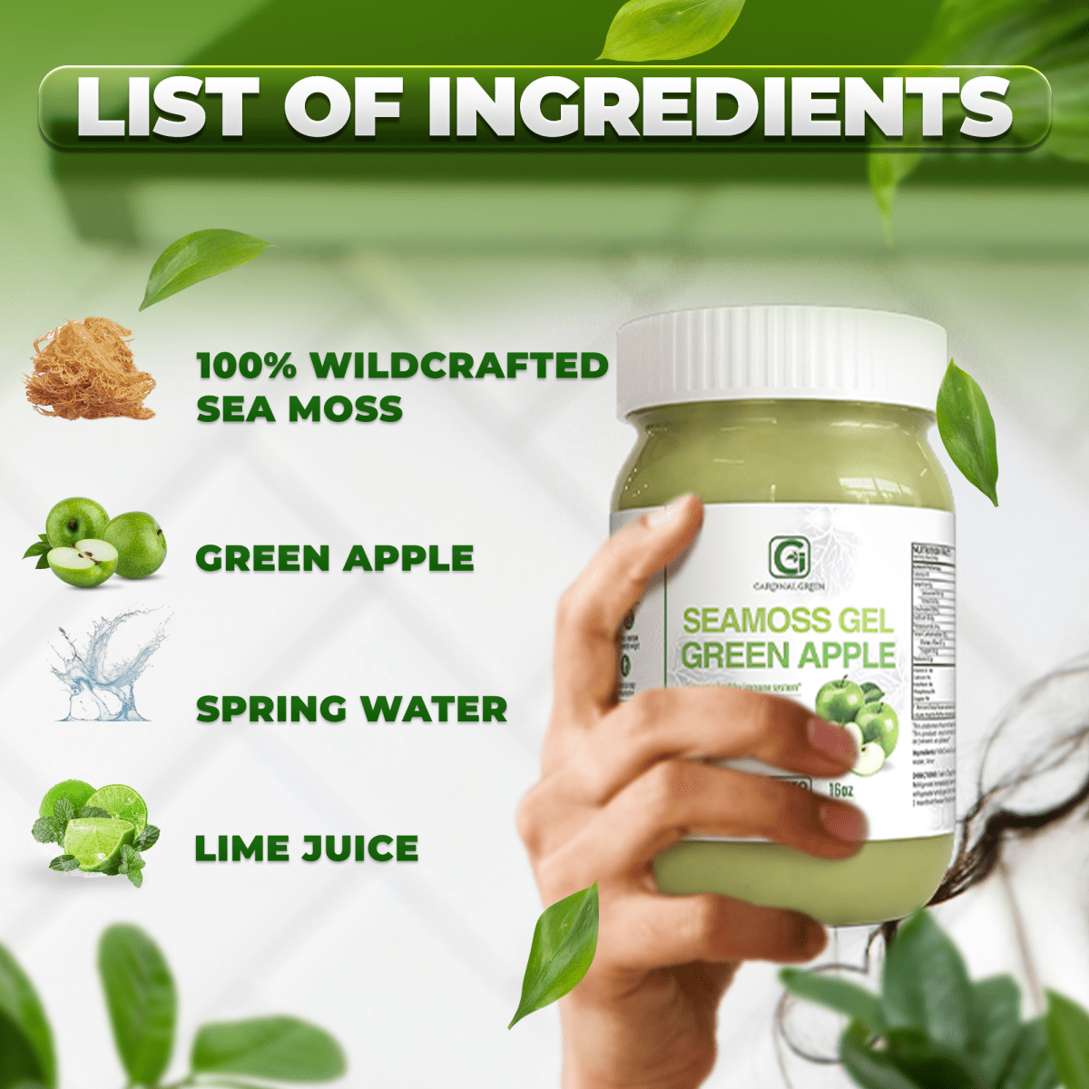 Green Apple Sea Moss Gel - CGI Green