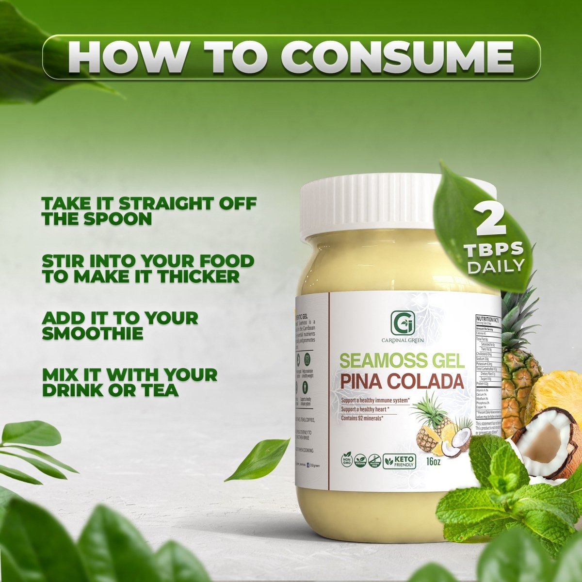Pina Colada Sea Moss Gel - CGI Green