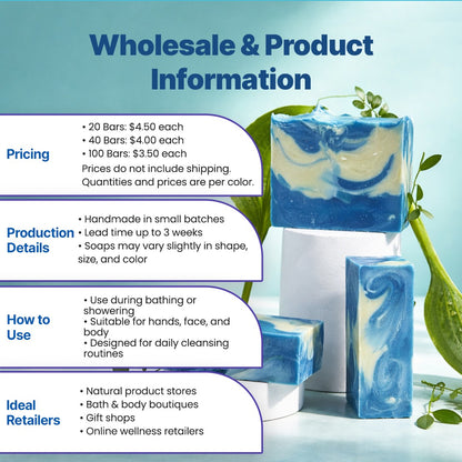 20 - 60+ Bars Ocean Blue Sea Moss Soap - Bulk Orders - Wholesale