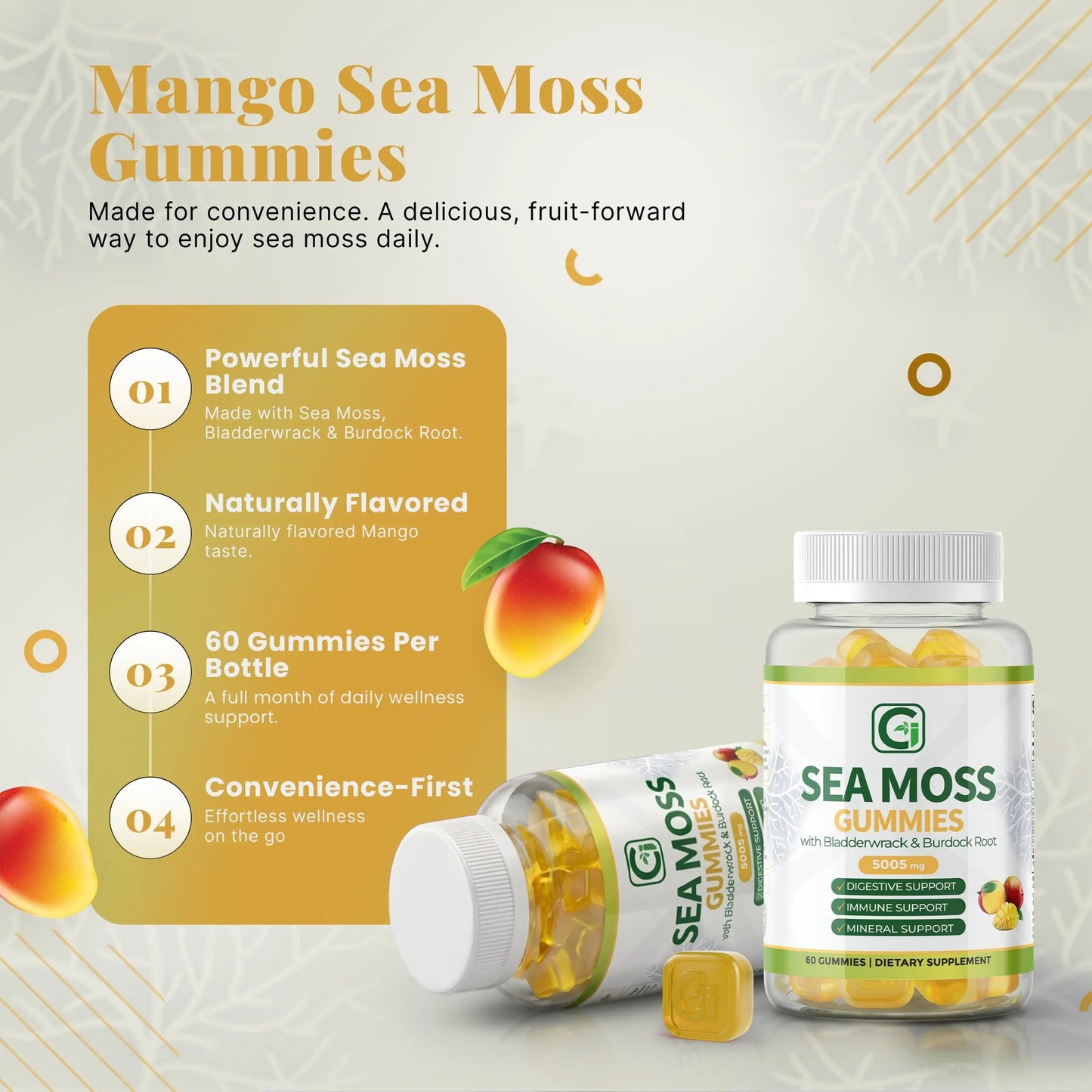 Mango Sea Moss Gummies CGI Green