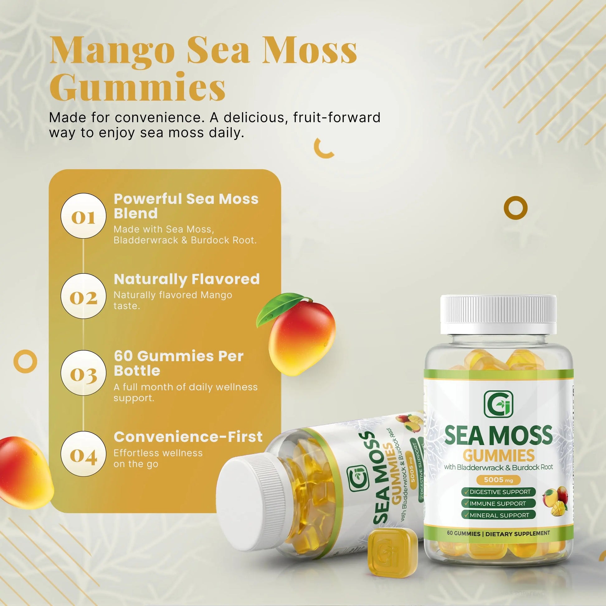 Mango Sea Moss Gummies CGI Green