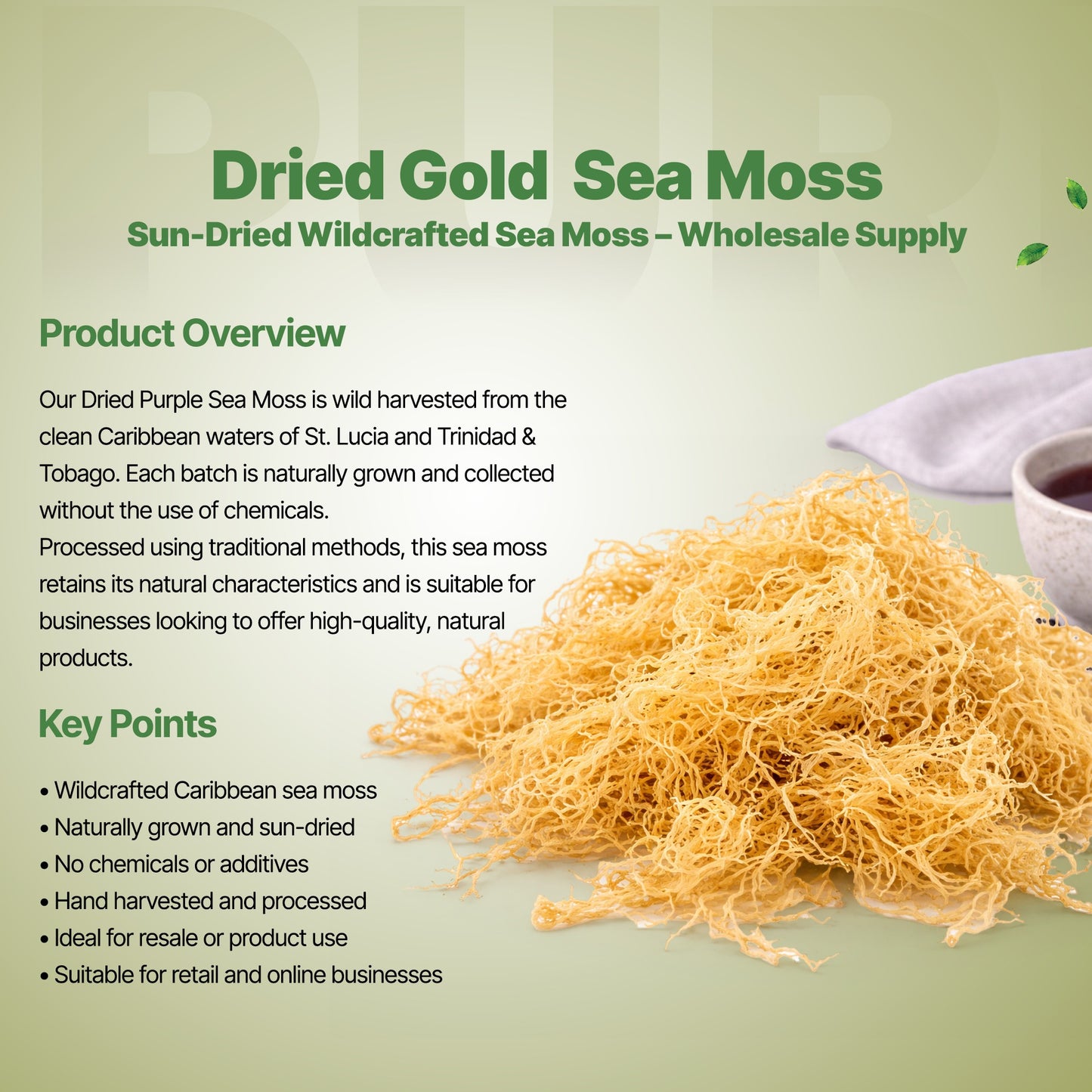 5lb - 25lb + Dried Wildcrafted Gold Sea Moss - Bulk Orders - Wholesale