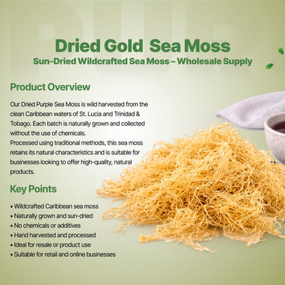 5lb - 25lb + Dried Wildcrafted Gold Sea Moss - Bulk Orders - Wholesale