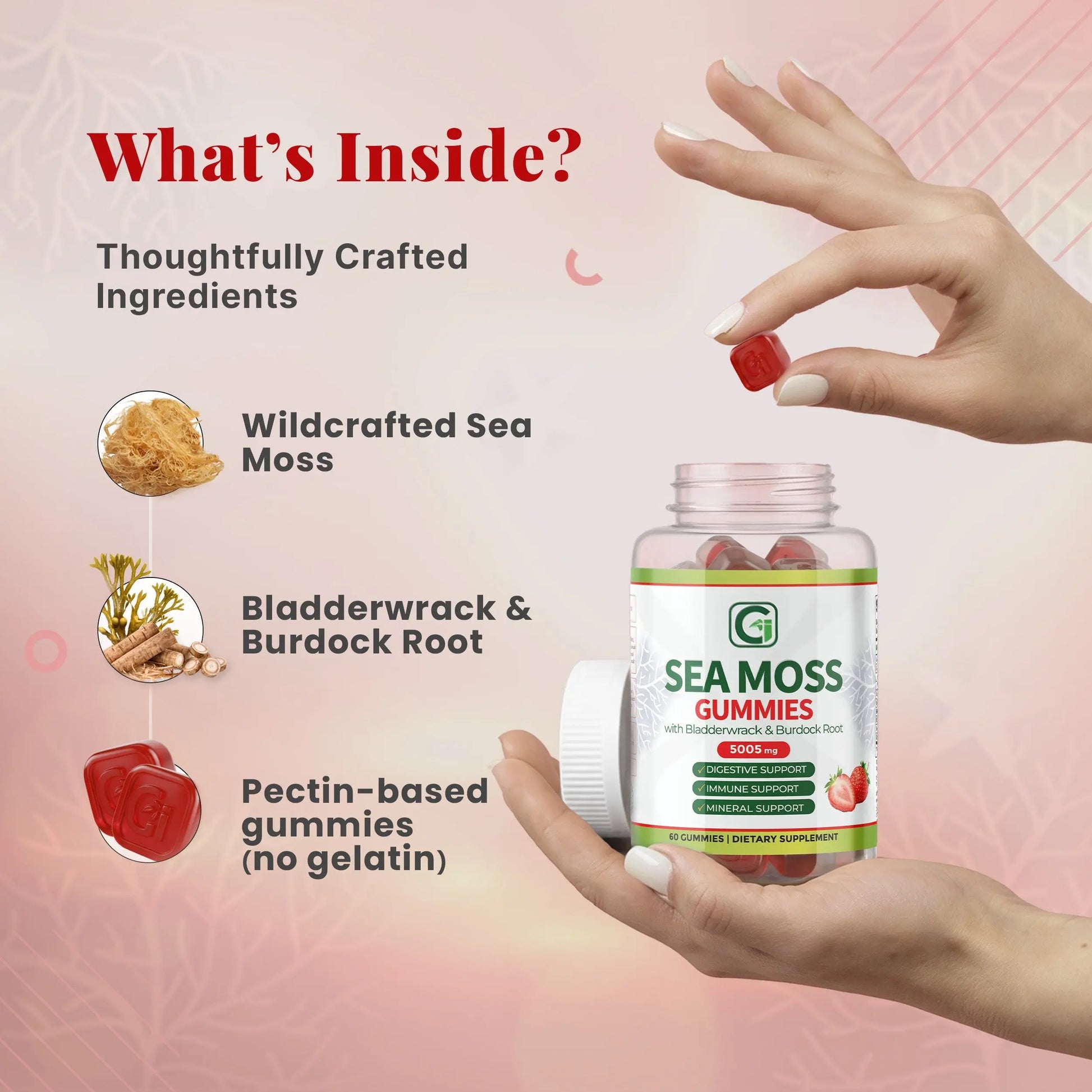 Strawberry Sea Moss Gummies CGI Green