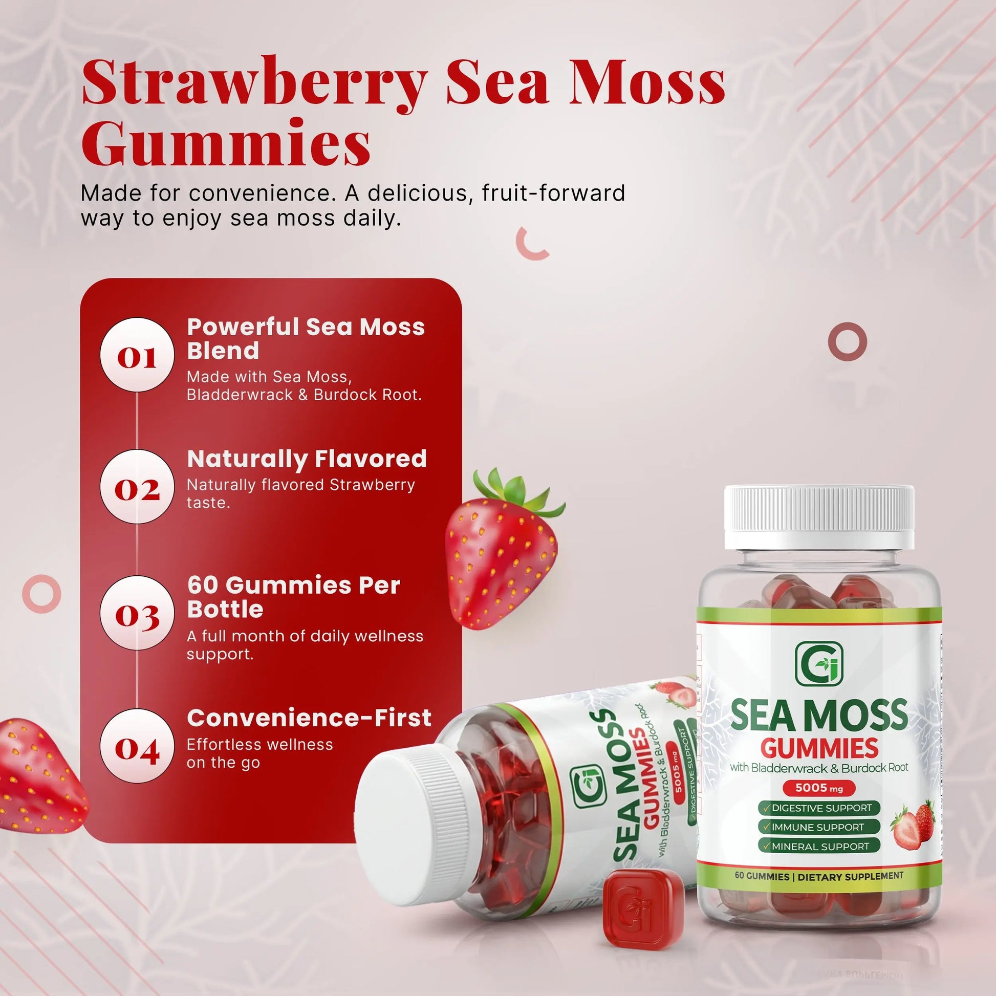 Strawberry Sea Moss Gummies CGI Green