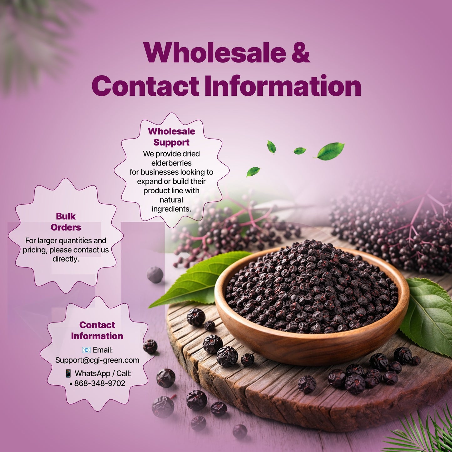 5lb - 30lb+ Dried  Elderberries Whole - Bulk Orders - Wholesale