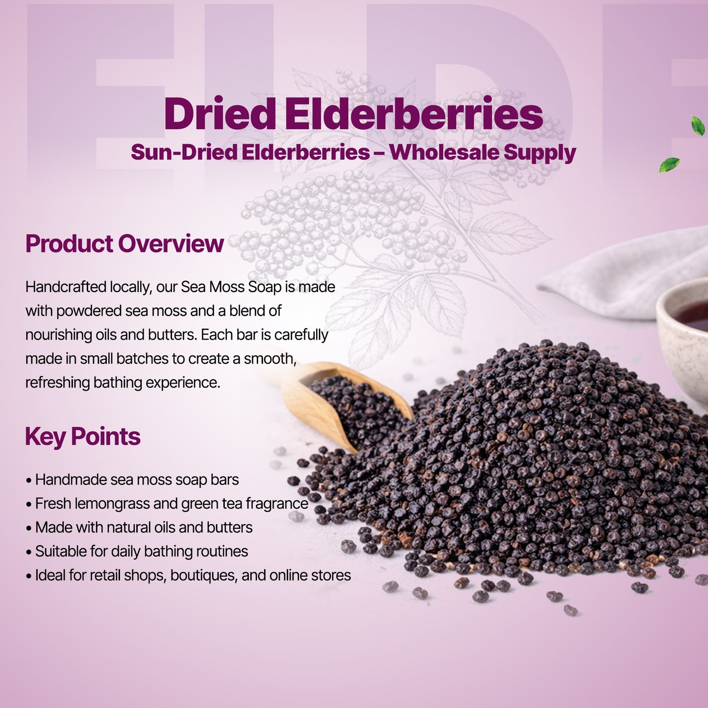 5lb - 30lb+ Dried  Elderberries Whole - Bulk Orders - Wholesale