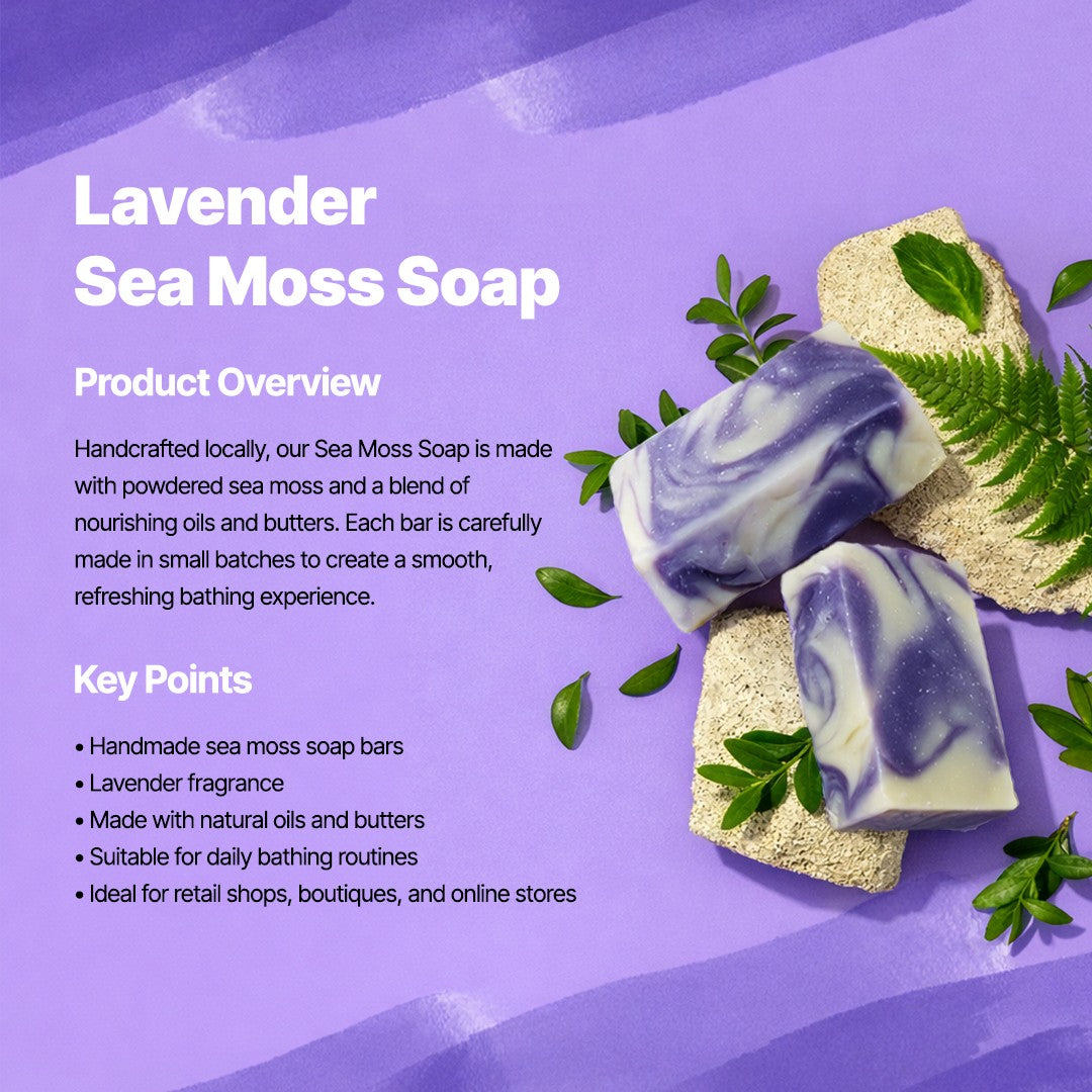 20 - 60+ Bars Lavender Sea Moss Soap - Bulk Orders - Wholesale