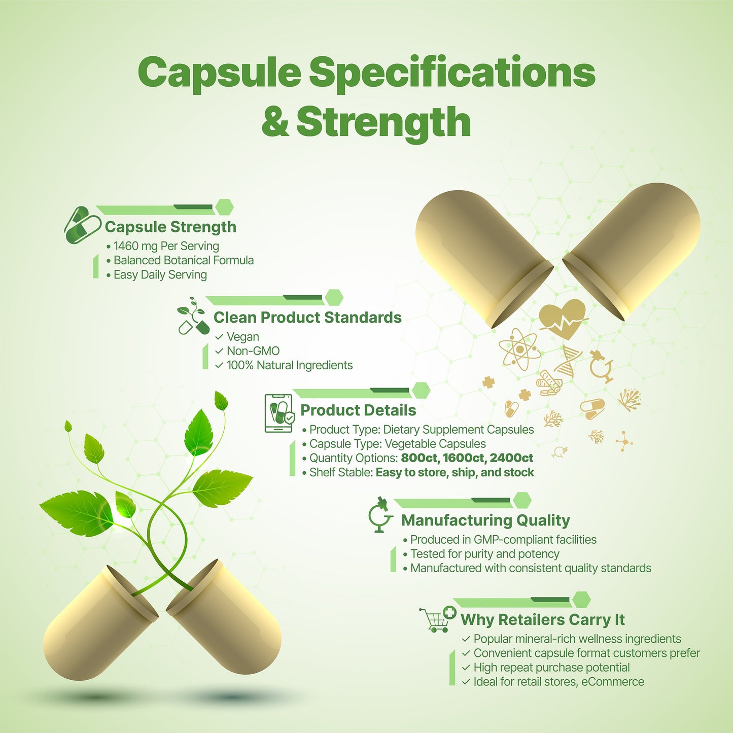 800 - 2400+ ct Sea Moss, Bladderwrack, Burdock Root- Bulk Orders - Wholesale