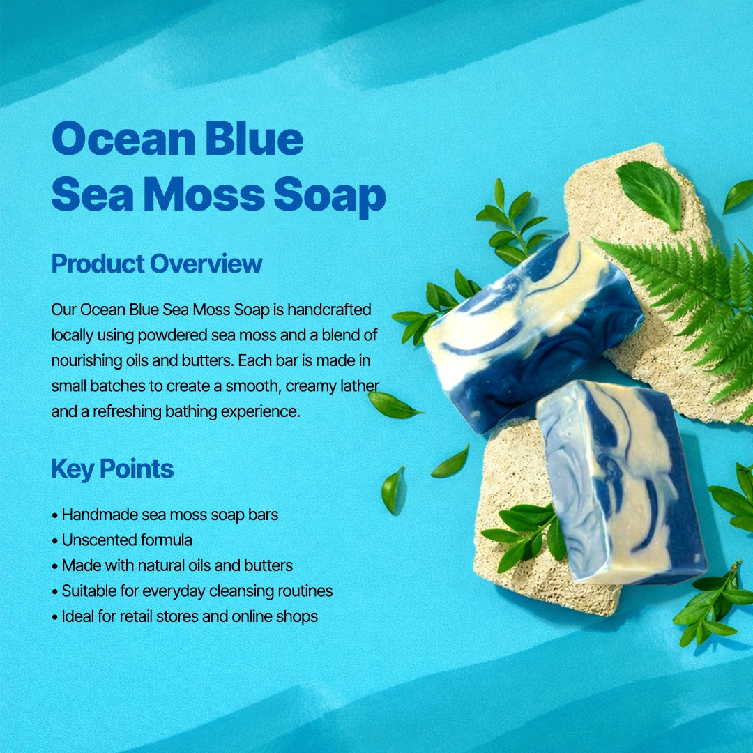 20 - 60+ Bars Ocean Blue Sea Moss Soap - Bulk Orders - Wholesale