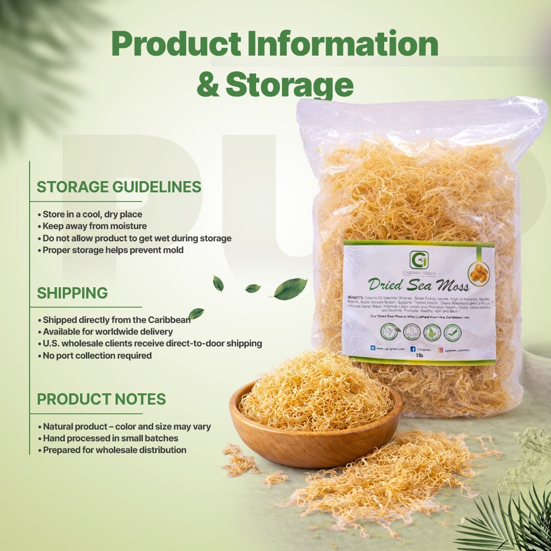 5lb - 25lb + Dried Wildcrafted Gold Sea Moss - Bulk Orders - Wholesale