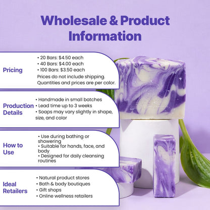 20 - 60+ Bars Lavender Sea Moss Soap - Bulk Orders - Wholesale