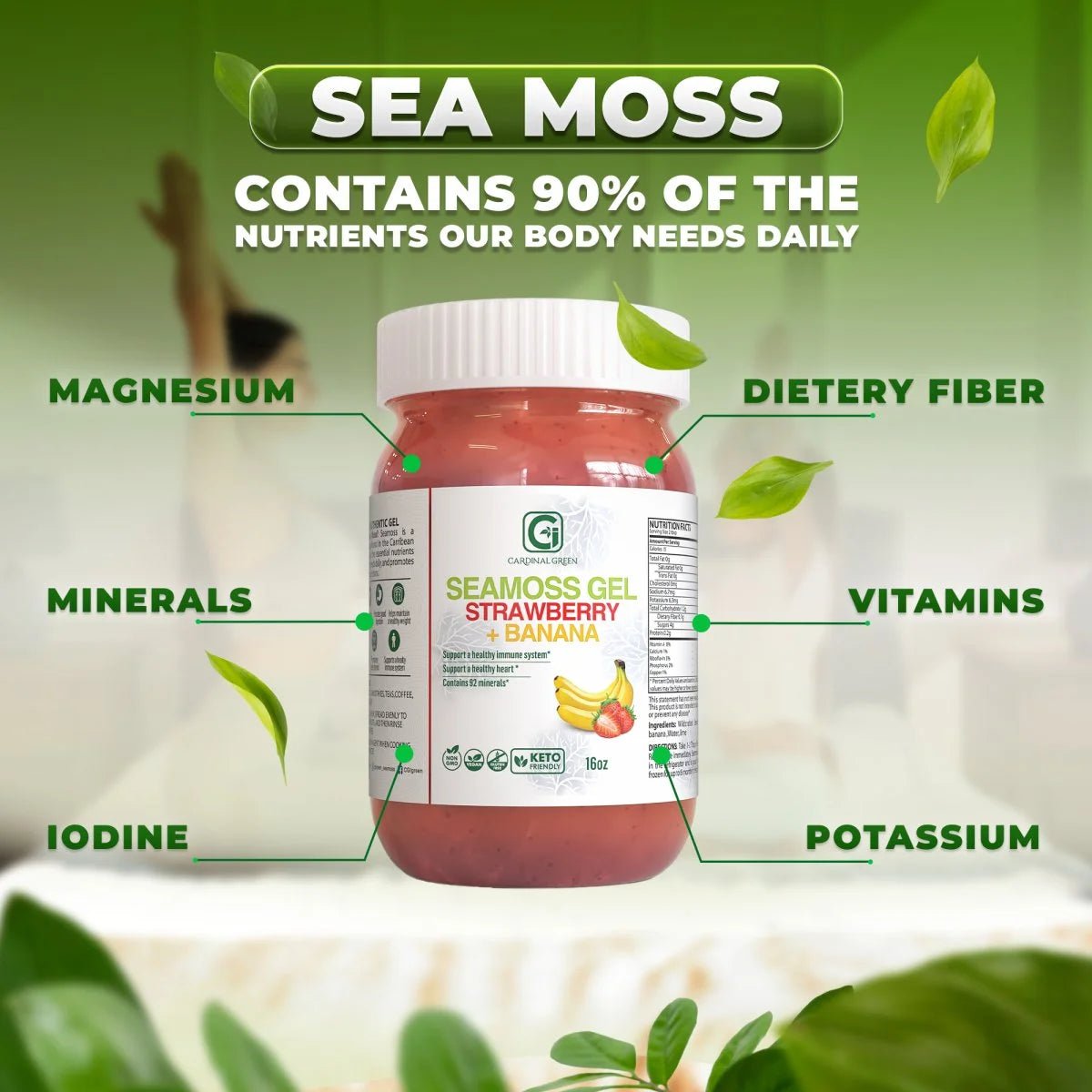 Strawberry Banana Sea Moss Gel - CGI Green