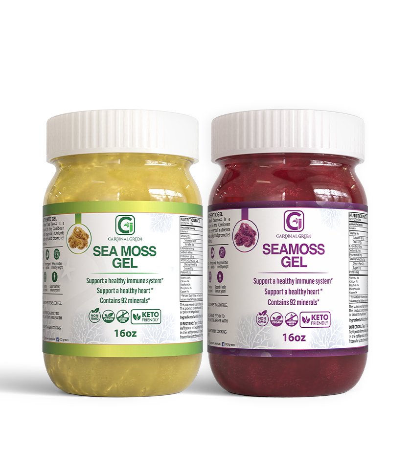 1-16oz Gold + 1-16oz Purple Sea Moss Gel - CGI Green