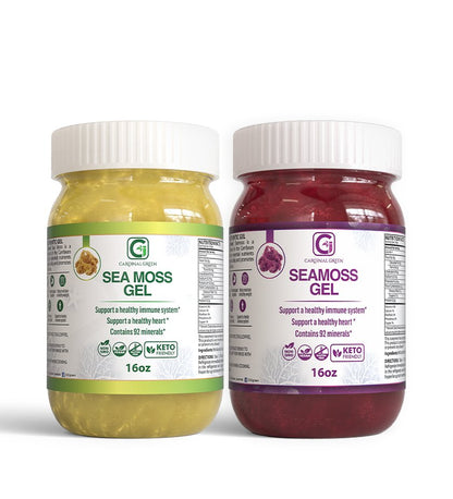 1-16oz Gold + 1-16oz Purple Sea Moss Gel - CGI Green