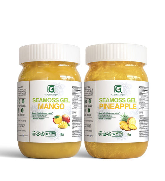 1-16oz Mango + 1-16oz Pineapple Sea Moss Gel - CGI Green