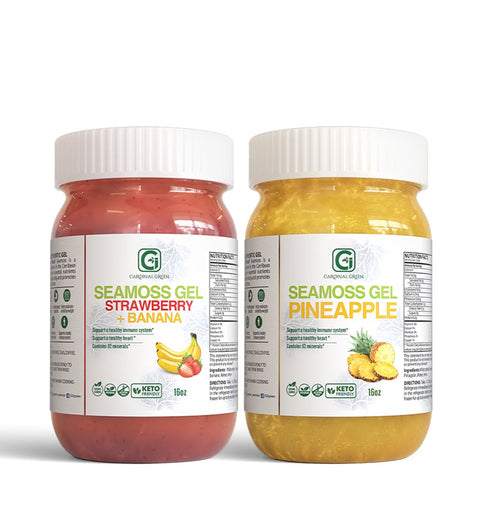 1-16oz Strawberry Banana + 1-16oz Pineapple Sea Moss Gel - CGI Green