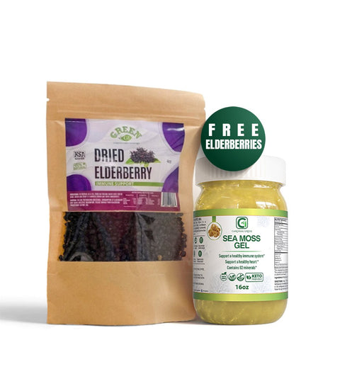 16oz Gold Sea Moss Gel + Free 4oz Elderberries - CGI Green