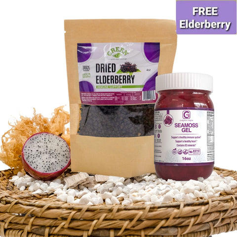 16oz Purple Sea Moss Gel + Free 4oz Elderberries - CGI Green