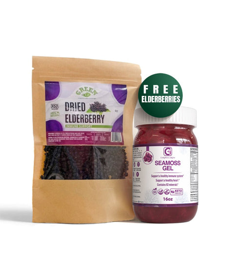 16oz Purple Sea Moss Gel + Free 4oz Elderberries - CGI Green