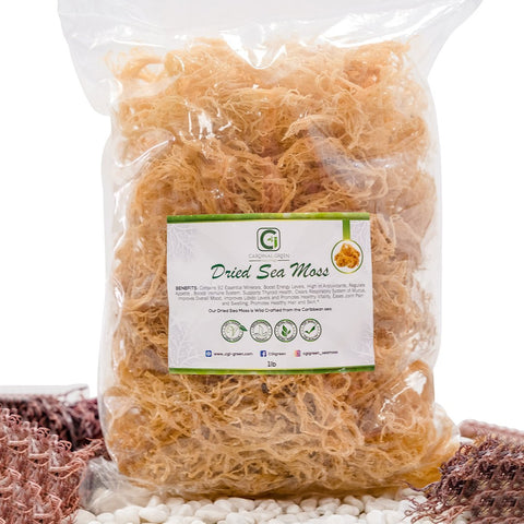 1lb Gold Dried Natural Sea Moss - CGI Green