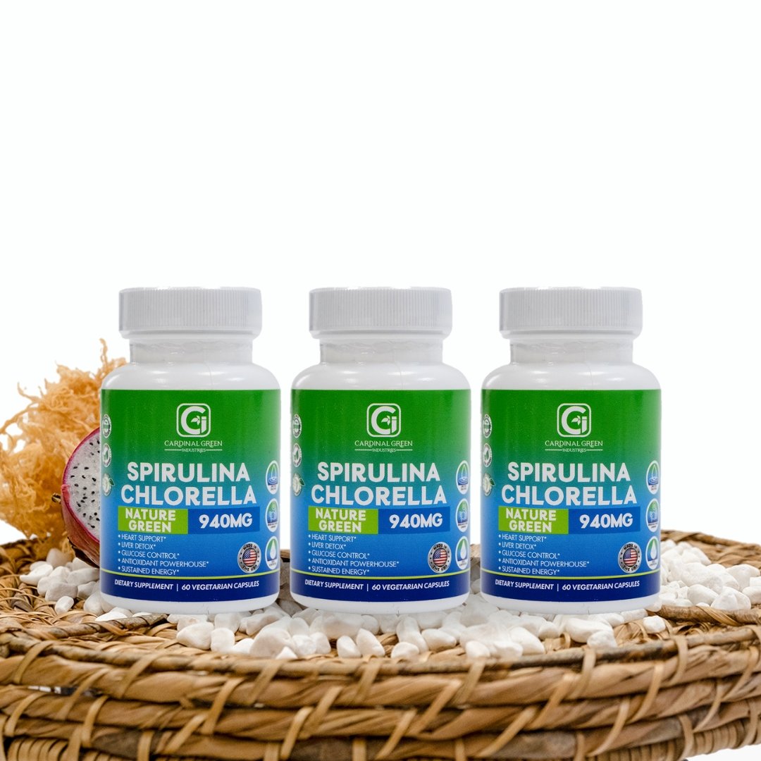 3-60ct Spirulina & Chlorella Supplements 940mg - CGI Green