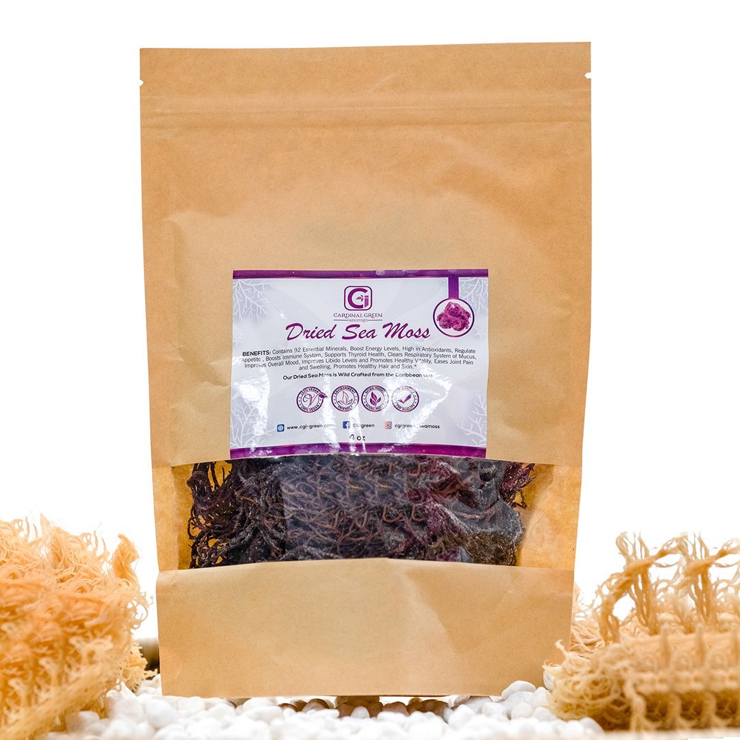 4oz Purple Natural Dried Sea Moss - CGI Green