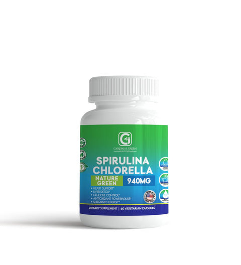 60ct Spirulina & Chlorella Supplements 940mg - CGI Green