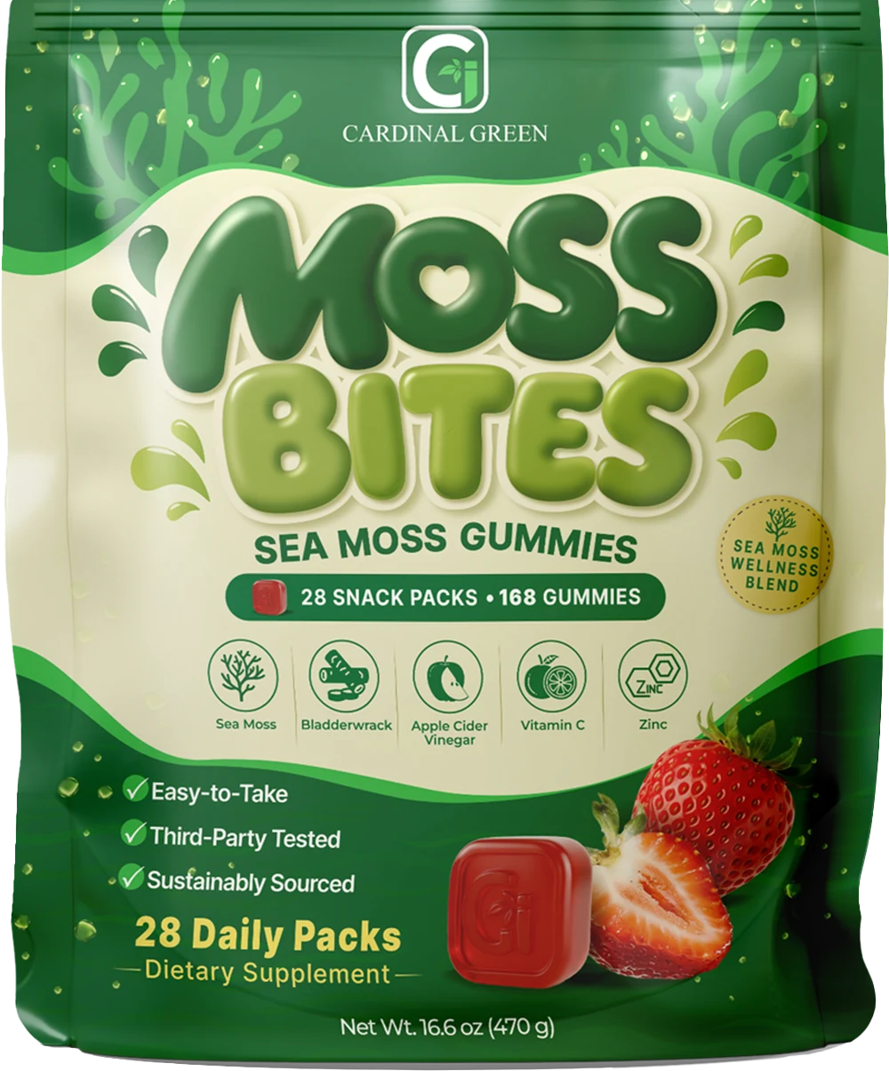 The Moss Bites 28-pack bag, opened across the top