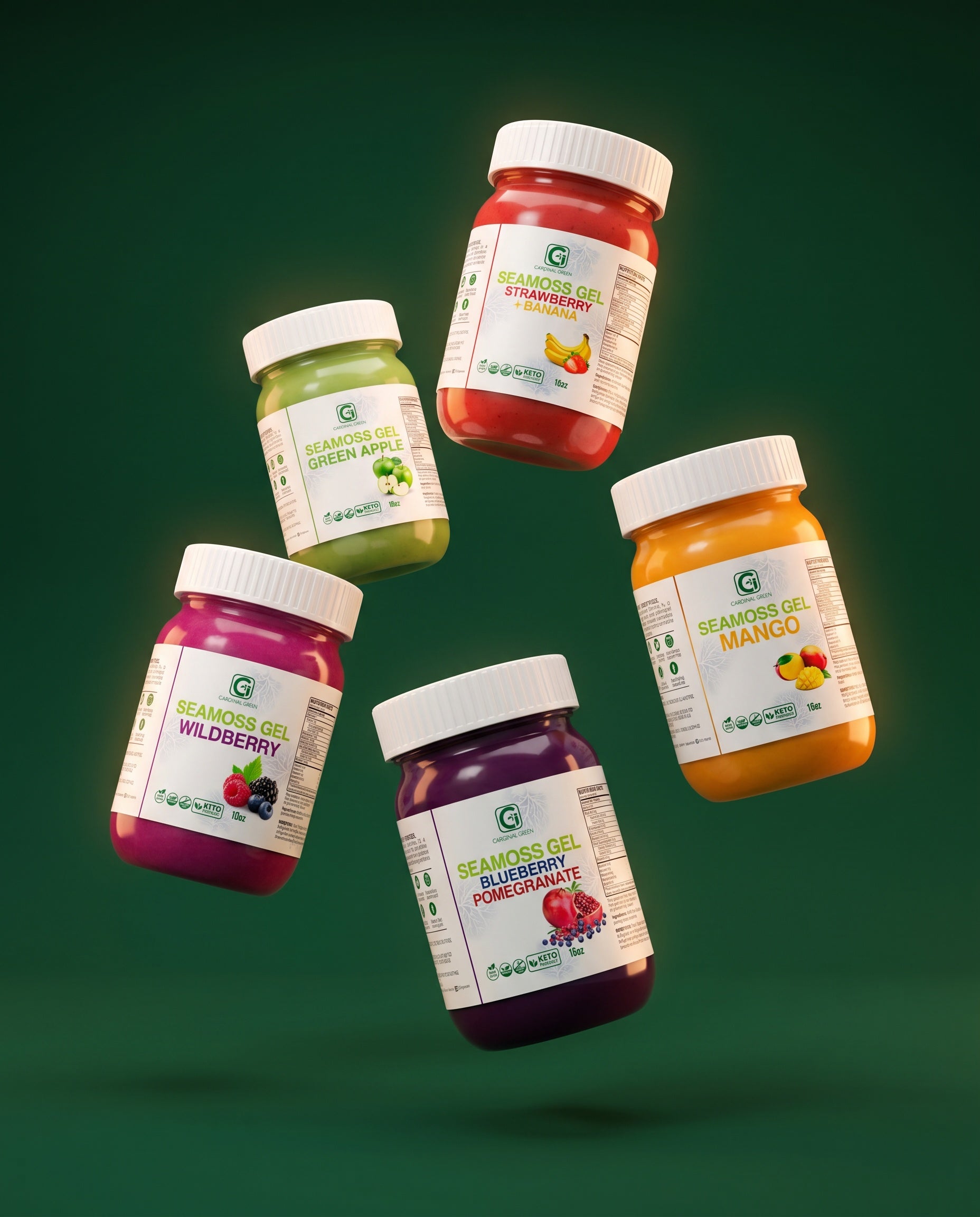CGI-Green fruit-infused Sea Moss Gels — five flavors